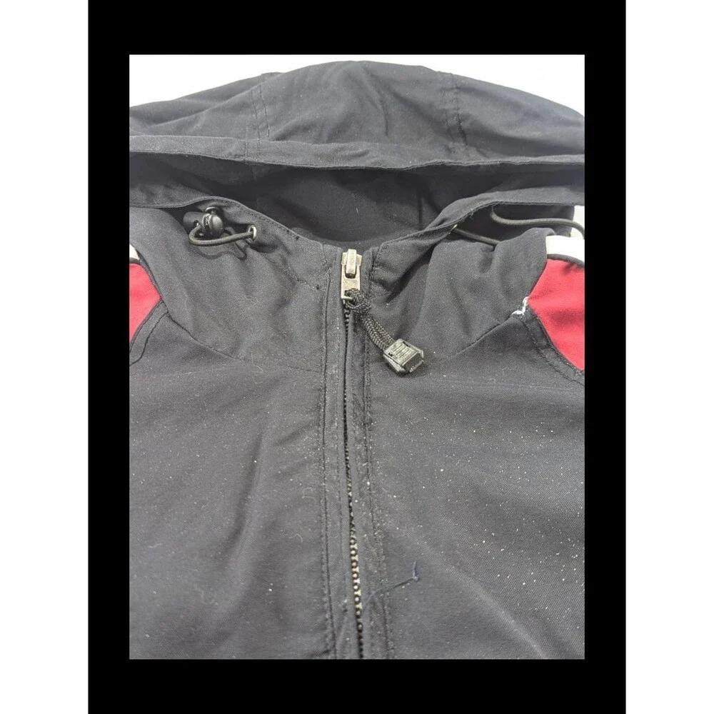 Rusty Surfboards Windbreaker Jacket Mens M Medium Black 1/4 Zip Hooded 00s Y2K